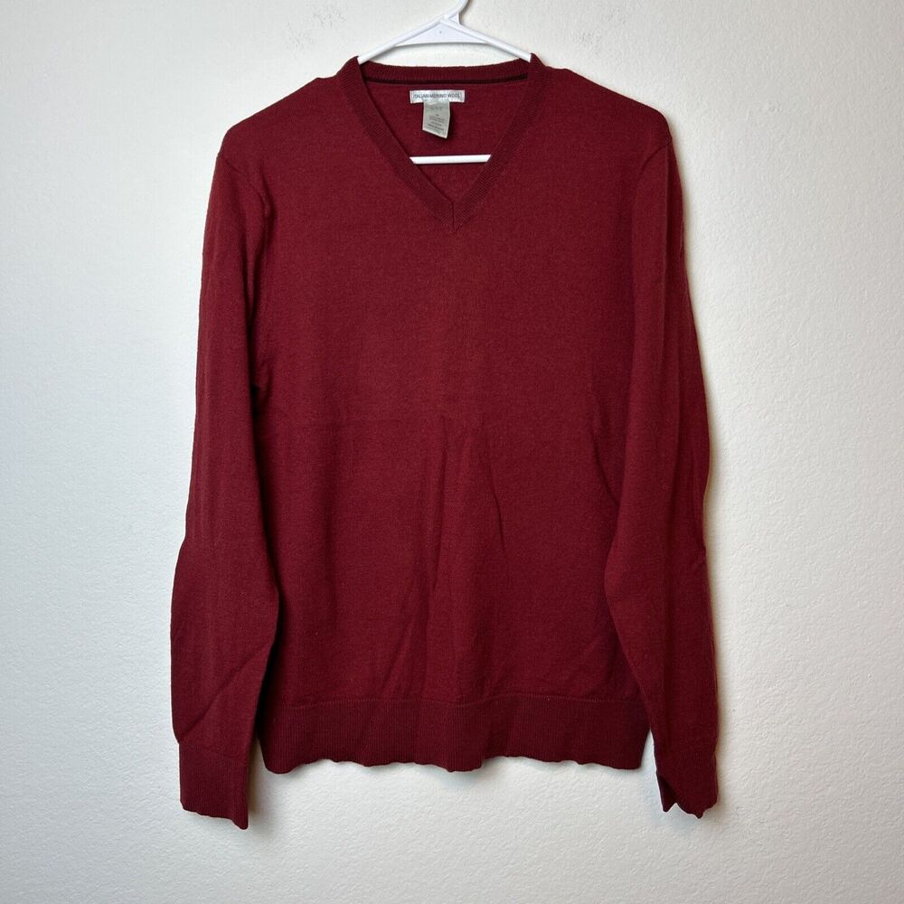 Gap Sweater Men’s M Red Italian Merino Wool V-Neck Long Sleeve Normcore Preppy